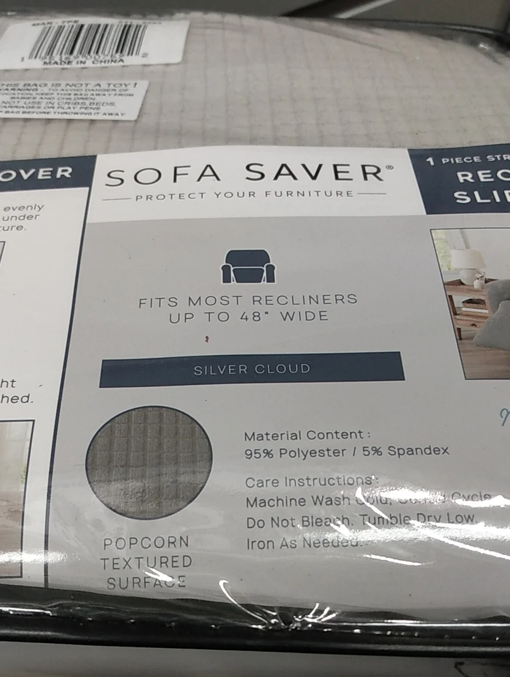 Sofa Saver Recliner Slipcover in Silver Cloud